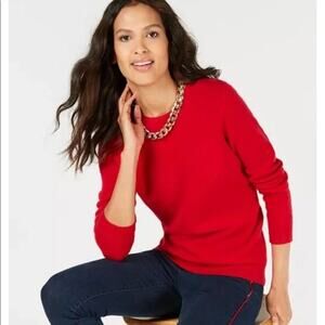 Charter Club NWT Whimsy Sweater Long-Sleeve Crew Neck Ravishing Red Small